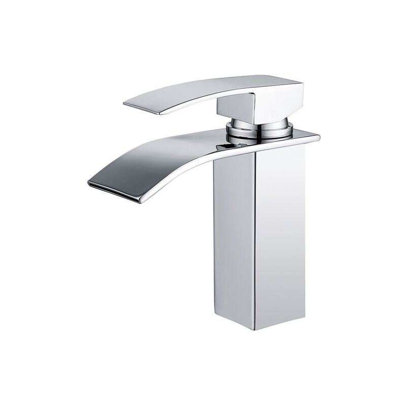 

Grifo de Lavabo Baño Grifo Cascada Monomando para Cuadrado Fregadero Cocina Mezclador Agua Fria y Caliente Disponible Cromo-plateada Estilo de Moderno