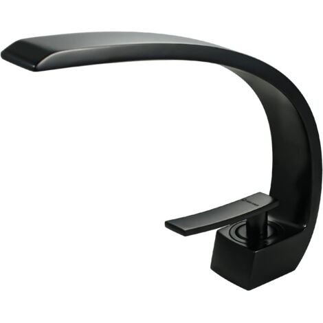 Grifo de lavabo cromado con manguera de suministro, grifo monomando de diseño exclusivo, grifo mezclador para lavabo (negro)