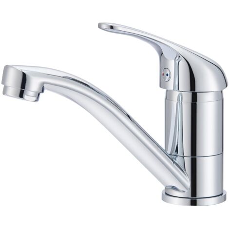 Grifo de Lavabo Cromado para Baño, Grifo Pequeño de Acero Inoxidable, Difusor Extraíble, Regulación de Agua Fría y Caliente, Altura del Pico 87 mm