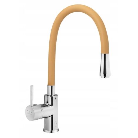 GRIFO DE LAVABO CROMADO QUEEN CON CAÑO BEIGE