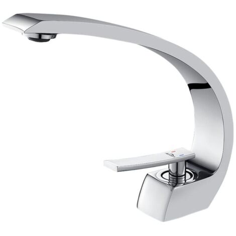Grifo de lavabo de baño con diseño de cascada, mezclador de latón cromado, grifo de inodoro, grifo creativo para baño