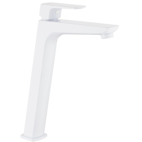 Grifo de Lavabo de Caño Alto Modelo MARRIOT Fabricado en Latón Monomando Acabado en Blanco