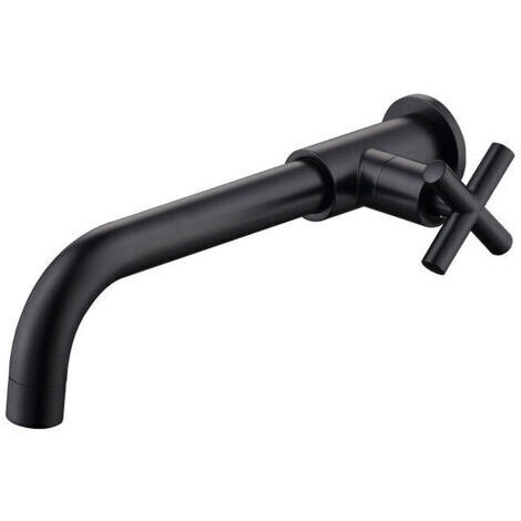 Grifo de lavabo de latón, grifo de agua fría, de pared, grifo de bañera, 1/2 pulgada, de pared, accesorios, negro mate, MUMU
