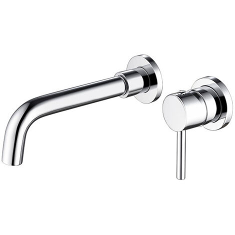 Grifo de lavabo de pared Crediri, mezclador de pared de latón de alta calidad, grifo de baño empotrado, grifo giratorio de 360° para agua fría y caliente, cromado