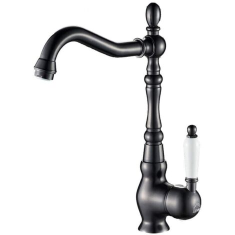 Grifo de lavabo de pie negro EVORA BAE765D