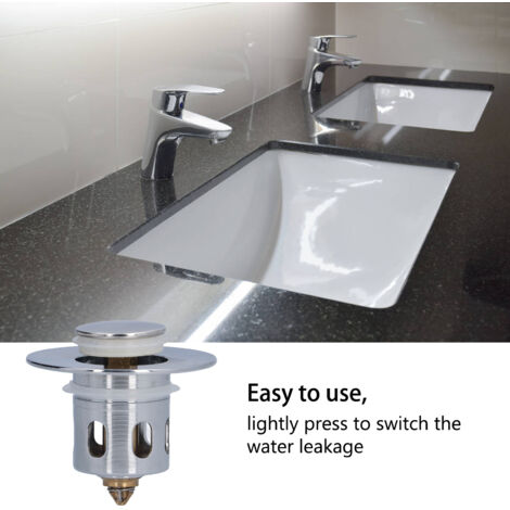 Grifo de lavabo emergente de acero inoxidable con filtro para cabello y junta hermética - 6 cm/3,2 cm, paquete de 2