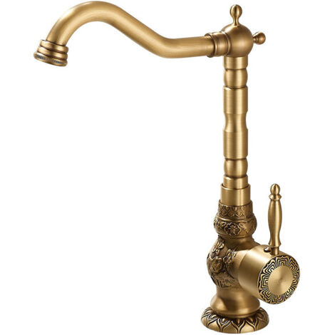 Grifo de lavabo giratorio vintage retro de latón macizo para lavabo de encimera