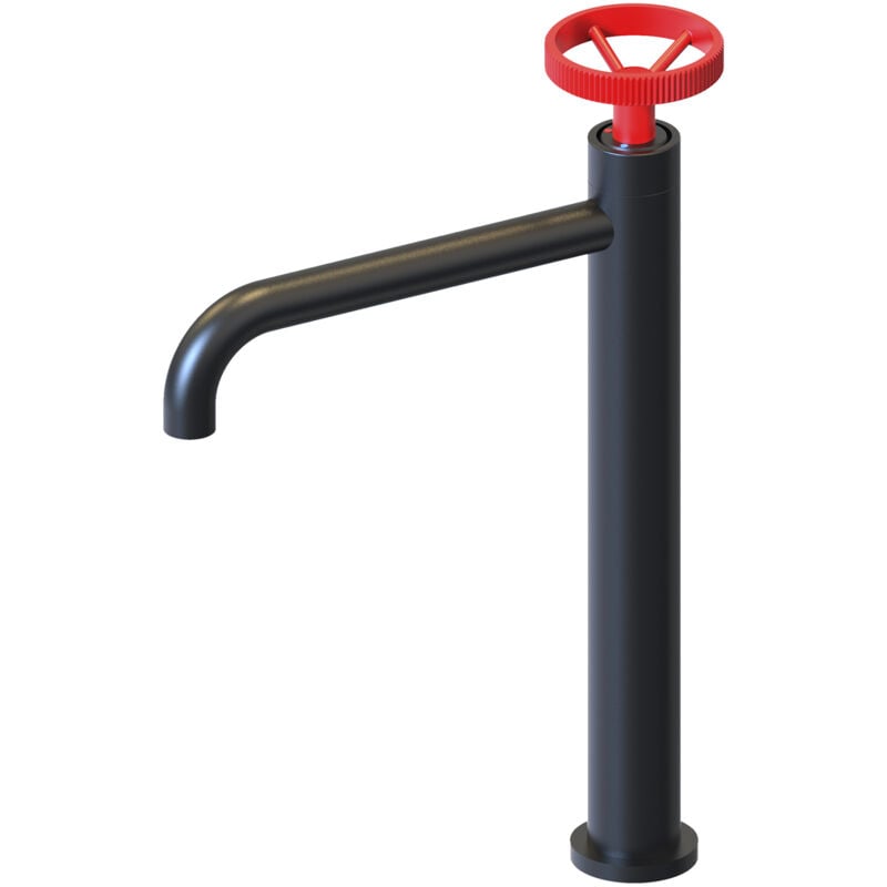 K2O - Robinet de Lavabo Mitigeur Chillout Delta Alto 23x6,7x37cm Noir Rouge Flexible, Aérateur, Mécanisme à Cartouche Céramique