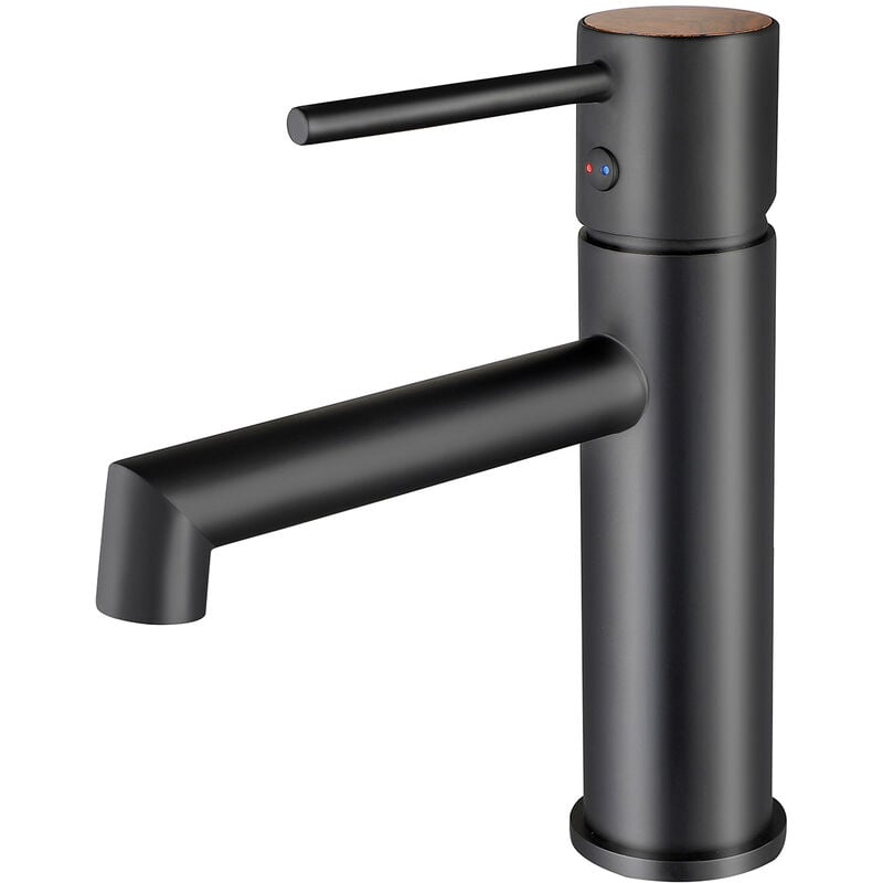 K2O - Robinet de Lavabo Mitigeur Lusso Zen 16,5x5x18,5 Noir Mat avec Flexible de 35cm, Aérateur et Mécanisme à Cartouche Céramique