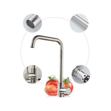 Grifo de lavabo KC902 de acero inoxidable cepillado, grifo de fregadero de cocina de acero inoxidable, apto para cocina.