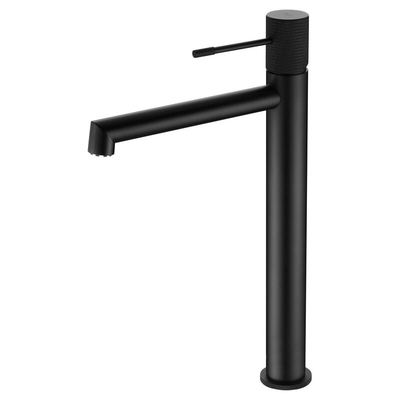 Robinet de lavabo monocommande avec bec haut, robinet de salle de bain haut pour eau chaude/froide, noir mat