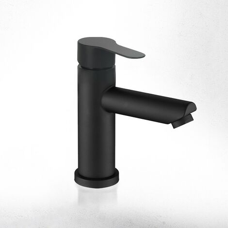 ROSMMEL Grifo de lavabo lineas curvas monomando Negro