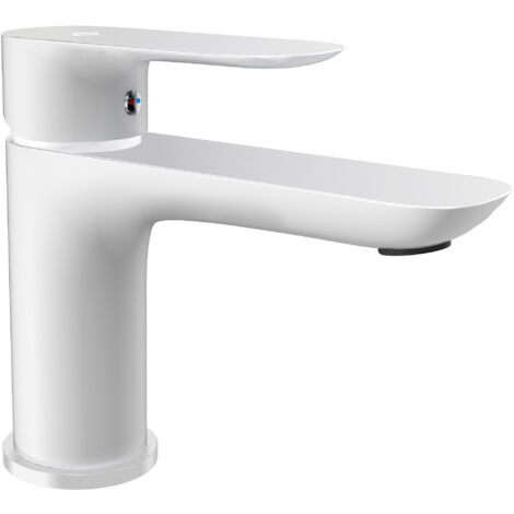 Grifo de Lavabo Modelo CASSIO Fabricado en Latón Monomando Acabado en Blanco