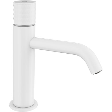 Grifo de Lavabo Modelo HELIOS Fabricado en Latón Monomando Acabado en Blanco