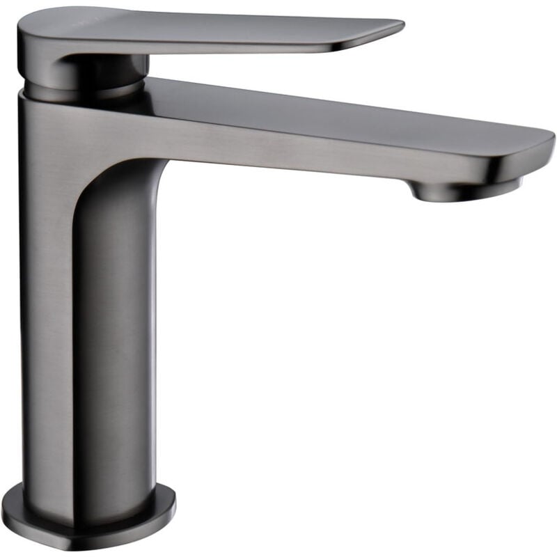 Robinet de lavabo monocommande en laiton - Robinet d'évier monocommande - Robinet de salle de bain pour eau chaude/froide Couleur Noir Gun Metal