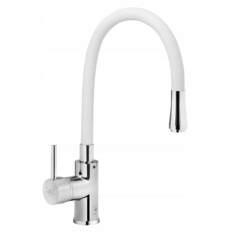 GRIFO DE LAVABO QUEEN CROMADO CON CAÑO BLANCO
