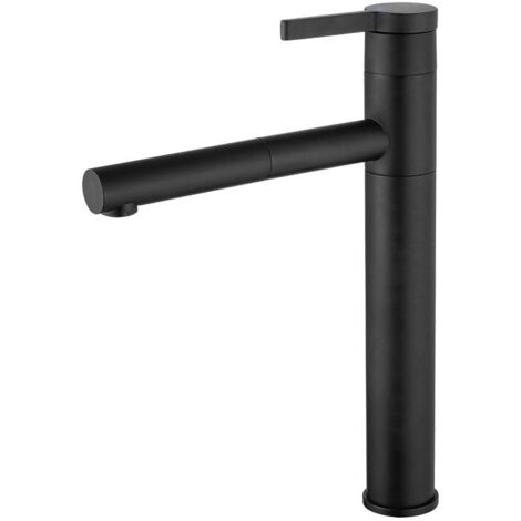 Grifo de lavabo totalmente de cobre, grifo de agua fría y caliente, grifo extraíble giratorio de 360 grados, negro