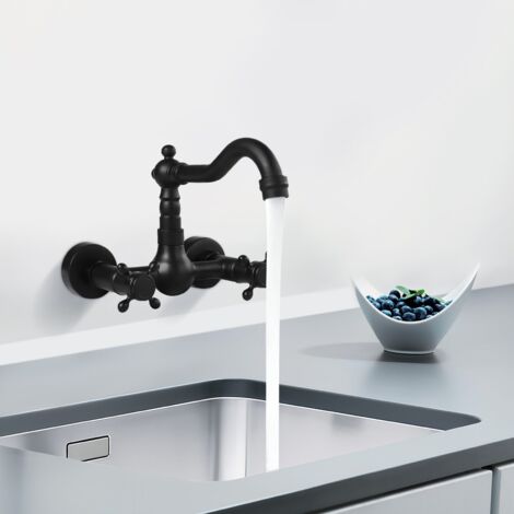 Grifo de pared antiguo para cocina, doble regulación de temperatura, grifo para lavabo