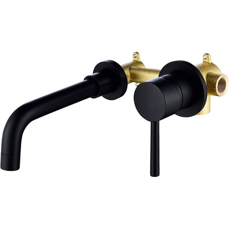 Grifo de pintura de latón negro, grifo mezclador de baño de pared, grifos de lavabo de pared, grifo de lavabo de pared para baño o lavabo,