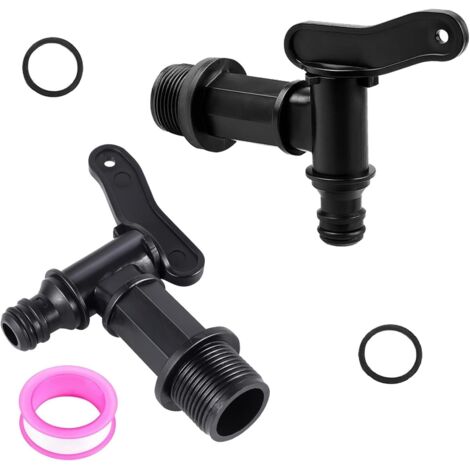 Grifo de plástico para tanque de 2 piezas, grifo colector de agua de lluvia de 3/4", grifos para tanque de agua para jardín, industria, colector de agua de lluvia