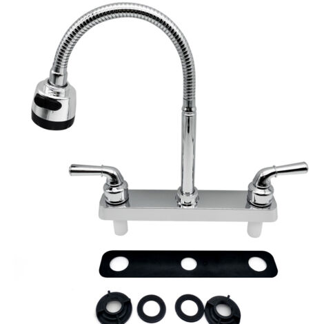 Grifo de repuesto para autocaravana, grifo de fregadero de cocina con cabezal rociador giratorio de 360° y caño flexible, juego de grifería de baño para autocaravanas, caravanas y furgonetas camper.