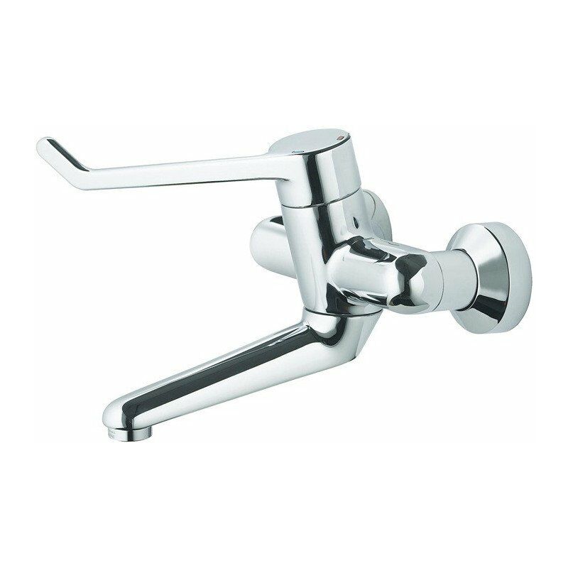 

Grifo de seguridad de pared para lavabo monomando CERAPLUS 230mm 180mm con cierre de palanca Conexiones