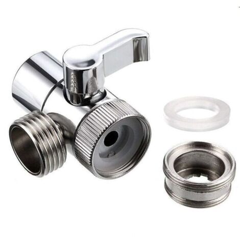 Grifo desviador de 3 vías para ducha o cocina – Adaptador desviador de latón cromado, 1 unidad