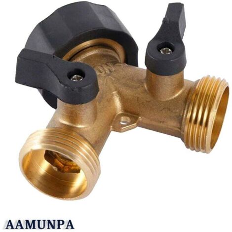 Grifo doble para lavadora, conector en Y de 2 vías para manguera de jardín, divisor para mangueras de suministro de 3/4", divisor de manguera de jardín, distribuidor de grifo en Y de latón