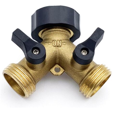 Grifo doble para lavadora, desviador de grifo de jardín de latón, conector en Y, 6,3 cm (para conectar 2 electrodomésticos), grifo de jardín de doble salida