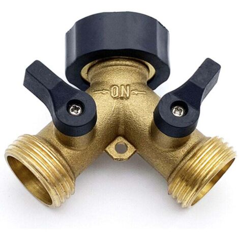 Grifo doble para lavadora, divisor de grifo de jardín de latón, conector en Y de 3/4 de pulgada para conectar 2 electrodomésticos, grifo de jardín de doble salida, adaptador de grifo