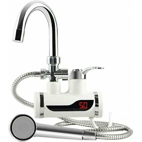 Grifo eléctrico CHOYCLIT de 220 V con calentador de agua instantáneo y ducha, con pantalla LCD de temperatura, para cocina