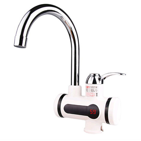 Grifo eléctrico de 220 V con calentador de agua instantáneo, 3000 W, pantalla LED de temperatura, calentador de agua para cocina, baño, agua instantánea (bajo, grande) [Clase energética A]