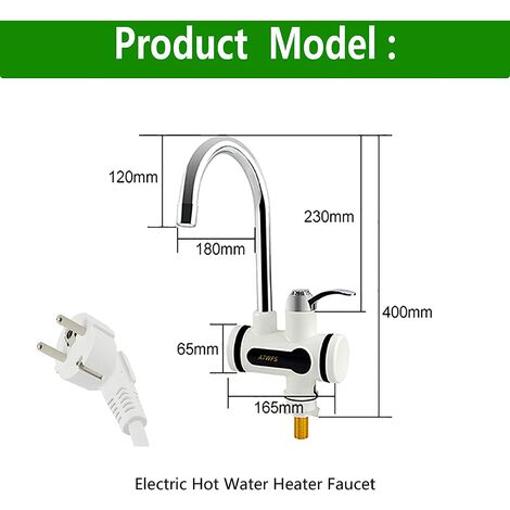 Grifo eléctrico de 220 V con calentador de agua, pantalla LED de temperatura, 3000 W, calentador de agua instantáneo para cocina, baño, agua caliente instantánea (bajo, alto)