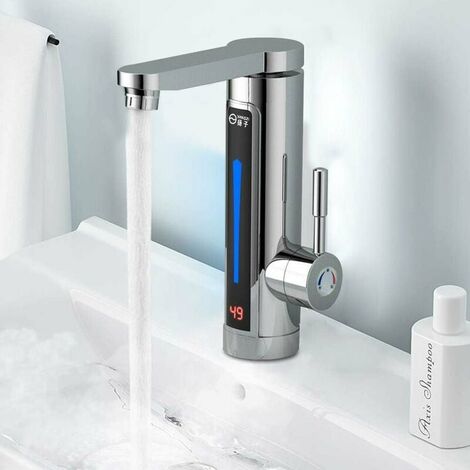 Grifo eléctrico de 3300 W, grifo caliente instantáneo para baño/cocina, calentador de agua instantáneo con pantalla Digital de temperatura del agua, giratorio de 350 °