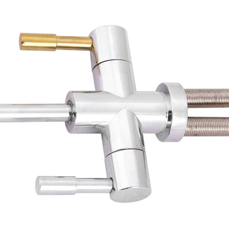 Grifo electrolítico de doble orificio RO de 1/4'' fabricado en acero inoxidable 304 cromado con función giratoria de 360°.
