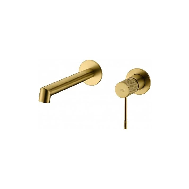 Robinet d'évier intégré - Robinet de salle de bain à poignée unique avec système de montage mural, robinet intégré de couleur or brossé