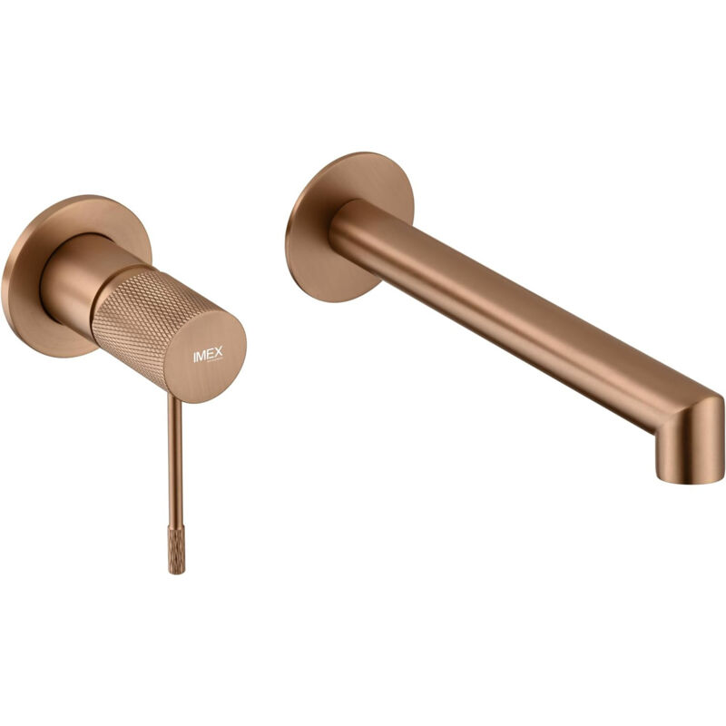 Robinet d'évier intégré - Robinet de salle de bain à poignée unique avec système de montage mural, robinet intégré de couleur or rose brossé