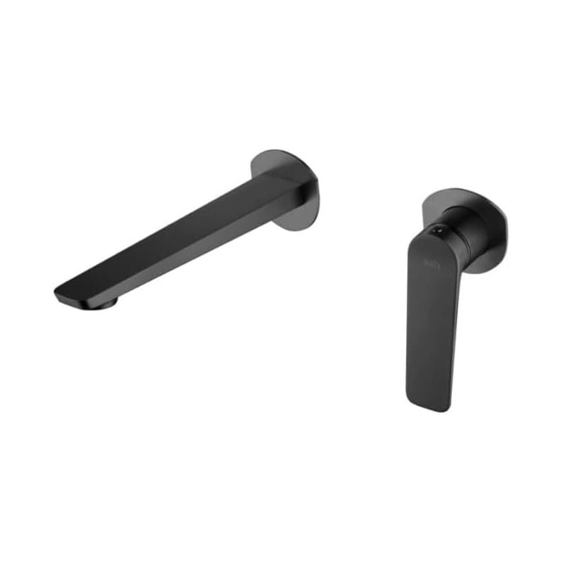 Robinet de lavabo monocommande encastrable avec montage mural - Robinetterie de salle de bain encastrable pour lavabos - Couleur Noir Mat