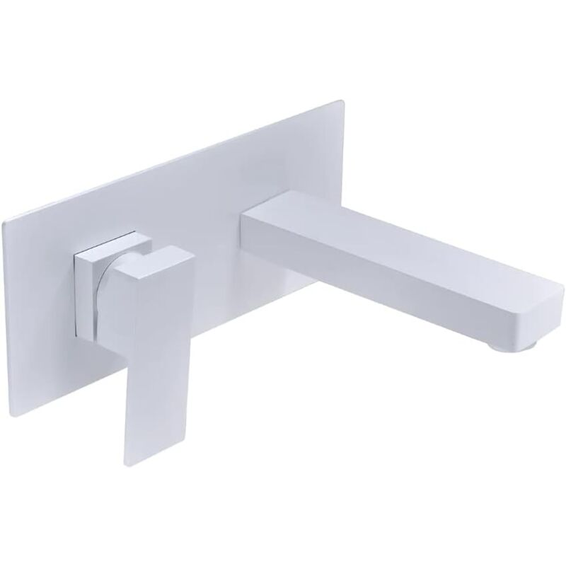 Robinet de lavabo monocommande mural à encastrer, robinet de salle de bain pour eau froide/chaude - Robinets à encastrer Blanc Mat