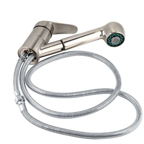 Grifo extraíble para fregadero de cocina (níquel cepillado, estándar británico, G1/2")