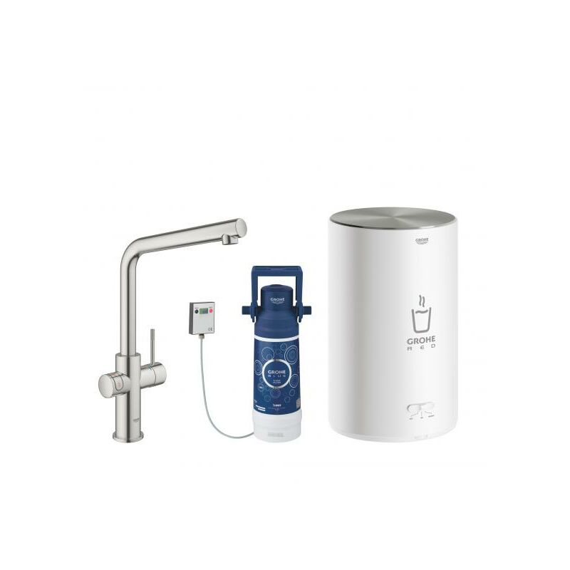 

Grifo Red Duo y caldera tamaño M, caño en forma de L, color: súper acero - 30327DC1 - Grohe