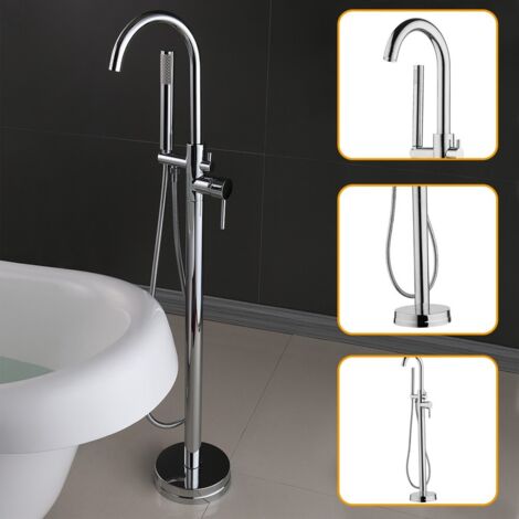 Grifo independiente, grifo de bañera de pie, ducha de mano, bañera