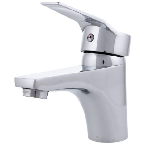 Grifo Lavabo Aleación Zinc, Cromado, Agua Caliente-Fría, Latiguillos, Caño Bajo, Monomando [QLI-FA-8701]