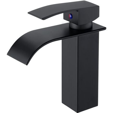 Grifo Lavabo Cascada con Cartucho SEDAL para Baño Mezclador Cuadrado Moderno de Laton Negro