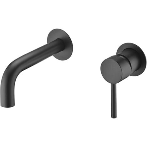 Grifo lavabo empotrado caño 15 cm DEVA negro mate
