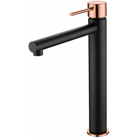 Grifo lavabo monomando alto Milos Stick negro oro rosa - IMEX