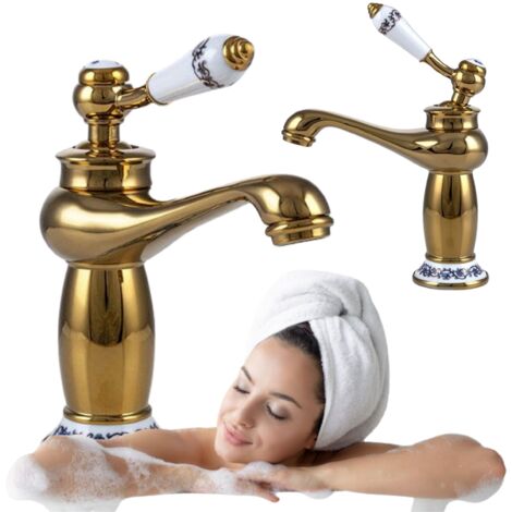 GRIFO LAVABO PALOMA DORADO S-1107 RETRO