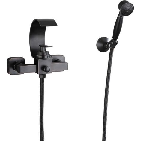 Grifo mezclador de bañera con cascada de pared SJQKA, bronce negro, creativo, para ducha de agua fría y caliente, grifo de ducha para baño