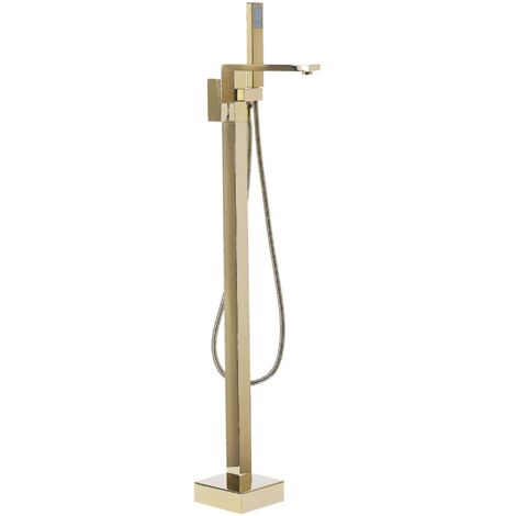 Grifo mezclador de baño independiente dorado kit de ducha montado en el suelo Della