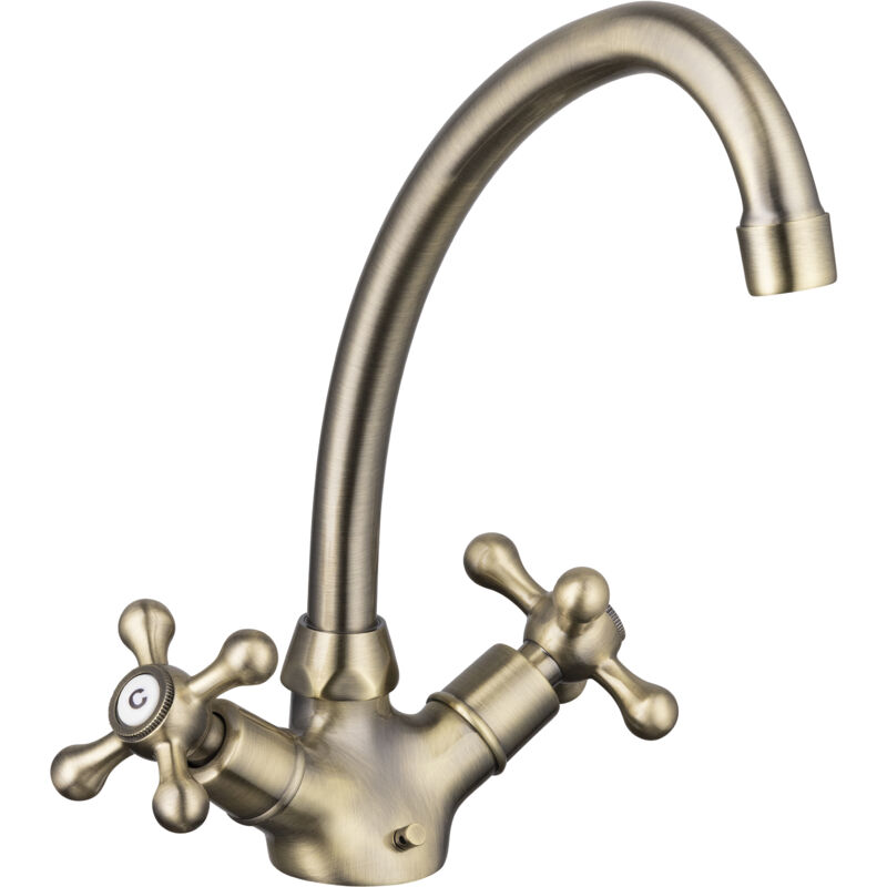 Grifo mezclador de cocina caño alto latón viejo FEDLEEN BY EUROSANIT
